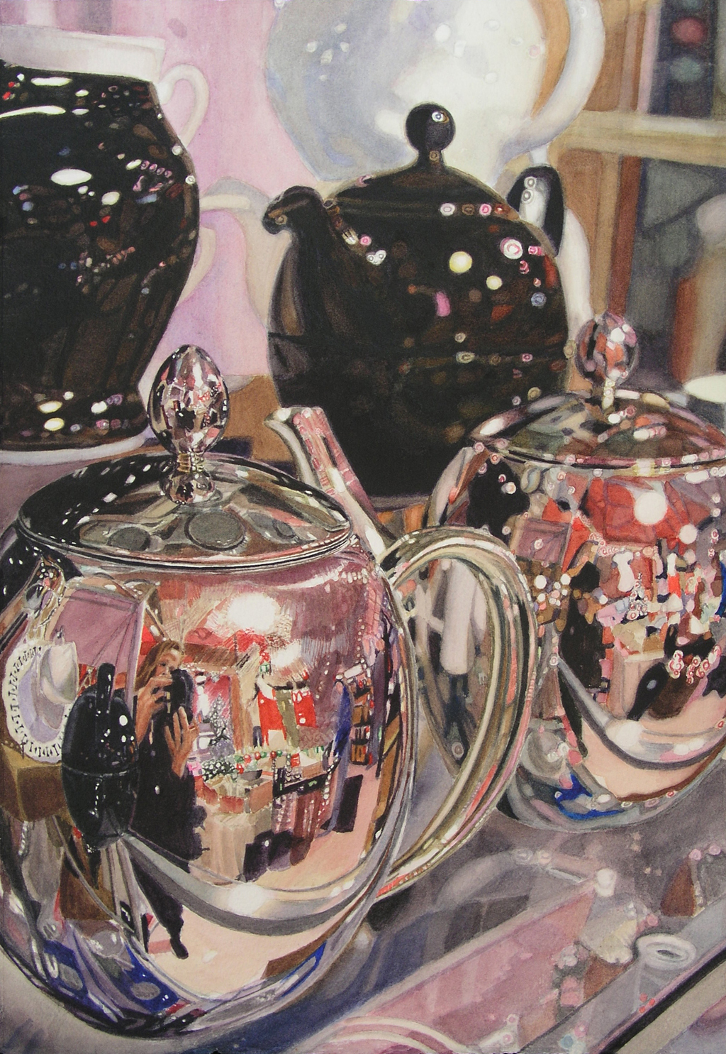 Portrait of the Artist in Market Spice Teapots